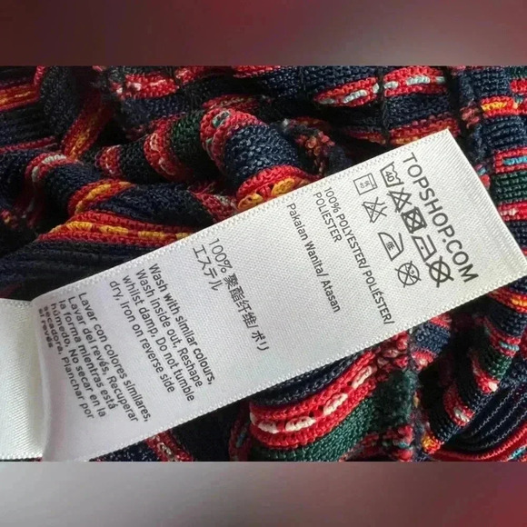 Topshop Striped Plisse Wrap Top in Navy Cropped Plunge Neck Blouse - Picture 12 of 14